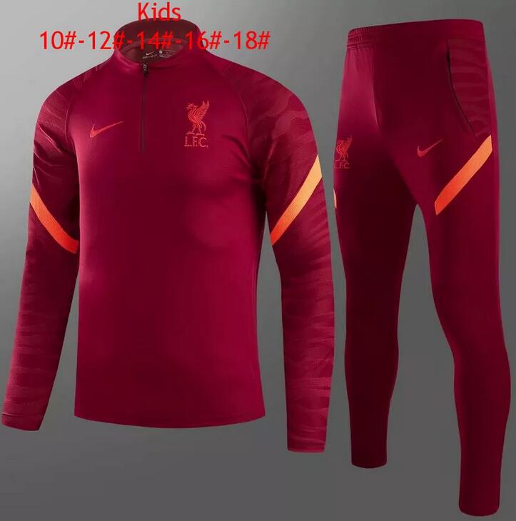 Kids Liverpool 2021/22 Red Training Suit (Sweatshirt+Pants)